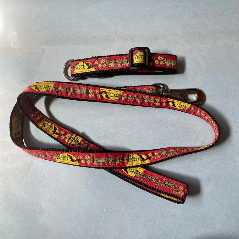 EUC Old Navy Happy Halloween Dog Collar + Leash Set